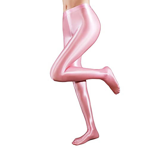 Image of cloudmall Women Sexy Semi Opaque Pantyhose Running Tights Yoga Leggings Oil Shiny Stocking