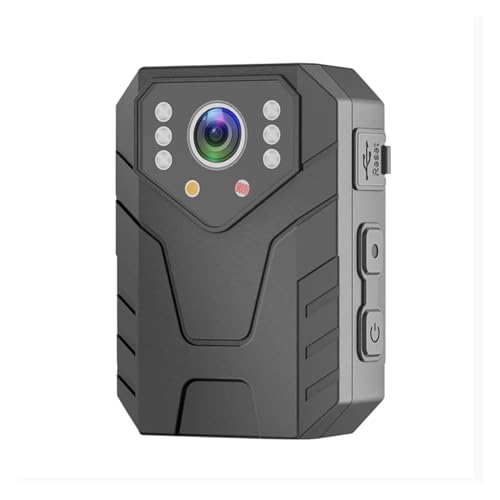 QZCX Camara Corporal, 1080P HD DV Action CAM 2 Pulgadas Pantalla táctil IPS Visión Nocturna Mini videocámaras Wearable 1800mAh Aplicación de la Ley Bodycam for reuniones