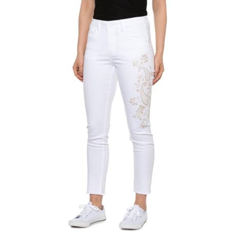 Democracy Women's Ab Solution High Rise Jean, Optic White Floral, 8