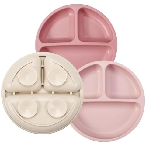PandaEar Silicone Baby Plates with Suction Cover