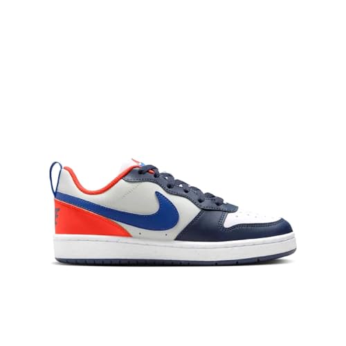 Nike Court Borough Low Recraft Big Kids' Shoes (DV5456-401, Midnight Navy/Team Orange/Light Silver) Size 63