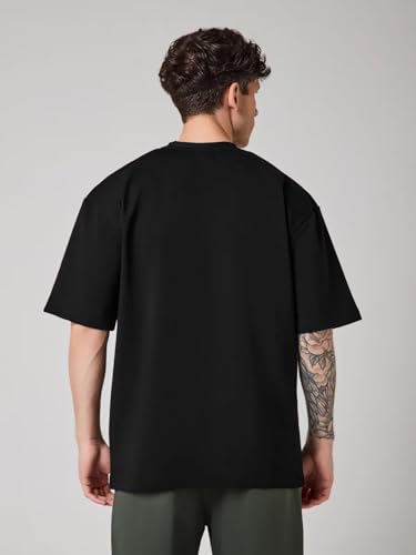 Image of LEOTUDE Oversized Half Sleeve Cottonblend Graphic Print Round Neck Drop Shoulder Tshirt for Man (Color Multicolor1)