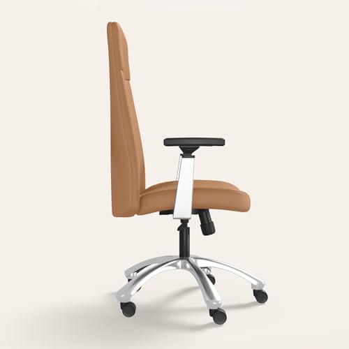 Image of Interio by Godrej Thrill Executive High Back Leatherette Executive Chair Tan, 3 Position Recline Lock