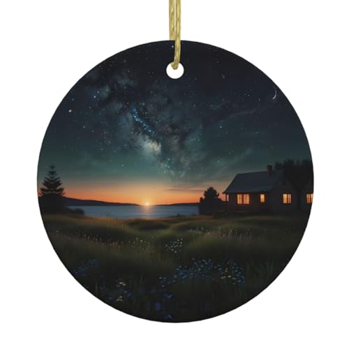Colgante redondo de cerámica para decoración de verano, noche de ensueño, Navidad, escaparate, decoración navideña.