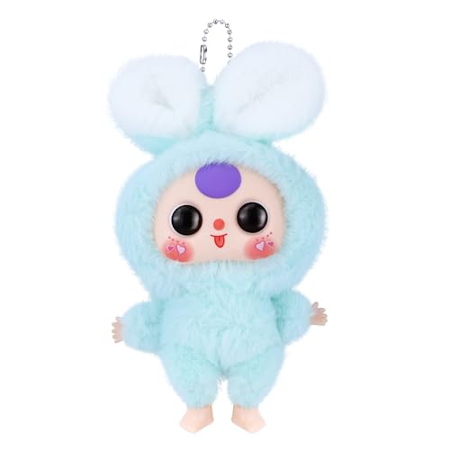 Vinyl Figures, Plush Dolls with Rotatable Eyes Cute Expression for Collector, Kawaii Macaron Green Bunny Vinyl Plush Doll Stuffed Animals Collectibles...