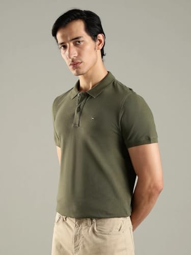 Image of Solid Slim Fit Cotton Polo T-Shirt