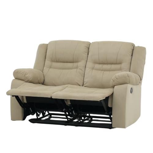 Image of Royaloak Melaka Malaysian Fabric Recliner 2 Seater | Tufted Design with High-Density Foam & Plush Armrests | Smooth Manual Reclining Chair with Sturdy Metal Base & Pocket Springs Support