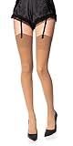 POSE 40 DEN Mikrofaser Strapsstrümpfe für Damen | Damenstrümpfe zum Anstrapsen | Damen-Strapsstrümpfe Sexy | Bunte Strümpfe mit Strapsen Blickdicht für Strapsgürtel Strumpfhalter, 5, lattecaffe