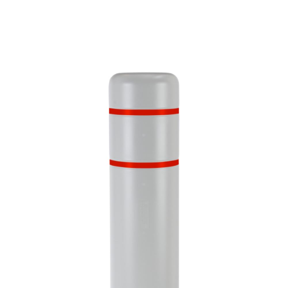 d 8" x 72" Bollard Cover Light Gray - (Light Gray red Tape) by Innoplast – 8\"x72\", High Density Polyethylene (HDPE), Light Gray red tape, Model BC872LGR