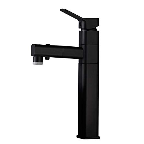 Robinet de lavabo extractible noir et haut avec mitigeur eau chaude et froide