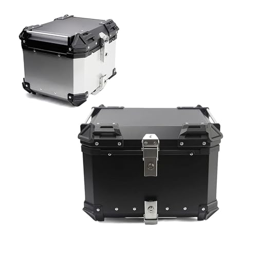 Universal Motorcycle Top Case 28L 36L 45L 55L 65L 80L 100L Motorcycle Tour Tail Box Scooter Trunk Luggage Dual-key Waterproof Carrier Aluminum Case With Mounting Hardware ( Color : Silver , Size : 80L