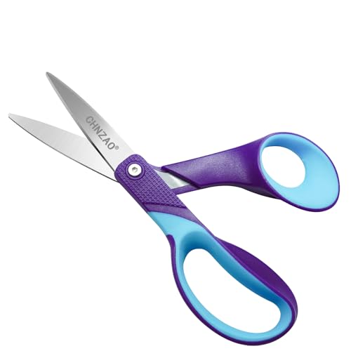 CHNZAO 7 Real Left Handed Kids Scissors for School Ages 8-12 Pointed Tip