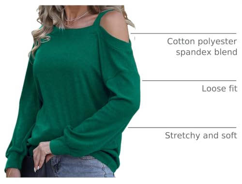 Image of Ezbelle Womens Sweaters Oversized Long Sleeve Cold Shoulder Tops Shirt Tunic Sweatshirt
