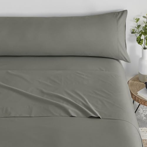 Donegal Collections   Juego de Sabanas 135 x 190 Verde Grisáceo   Sabanas Cama 135   Ropa de Cama Completa Bajera, Encimera y Funda Almohada   Sábanas Tacto Extrasuave Fabricado en España