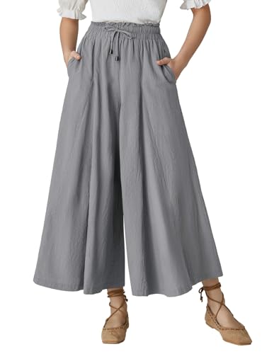 Scarlet Darkness Women Linen Palazzo Pants High Waisted Wide Leg