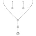 EleQueen Women's Long Ball Round Bridal Y-Necklace Earrings Set Silver-tone Clear Austrian Crystal