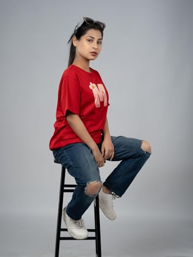Image of Women's Pure Cotton Casual T-Shirt - Name Art Alphabet Graphic Tee | Unisex Fit (Regular & Oversized) | 180 /220 GSM | Half Sleeve, Round Neck | S-5XL | Black, Navy Blue, Red