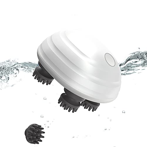 Pet Cat Kopfhautmassage, Elektrisches Kopfhautmassagegerät mit 4 Ersatz-Massageköpfen Tragbarer Kopfkratzer für Haarwachstum Tiefensauberer Stress Entspannen Sie Sich lustiges Katzenspielzeug Cover