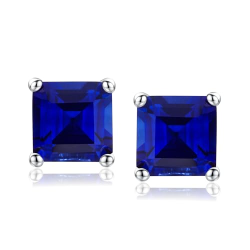 925 Sterling Silver Birthstone Stud Earrings for Women Men, Oval/Round/Sqaure/Octagon Cut Created Sapphire/Amethyst/Emerald/Ruby/Peridot/Opal Solitaire Diamond Halo Earrings