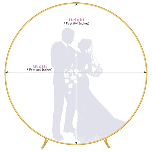 Image of 7.2 Ft Round Balloon Arch Stand Gold Backdrop Frame for Wedding, Birthday, Baby Shower, Graduation, Party Decoration-Heavy Duty Steel with Carry Bag-JC HUMMINGBIRD