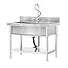 Stainless steel utility sink single bowl freestanding laundry sink with pull out faucetfor laundry room farmhouse indoor and outdoor sink pet cleaning  urban country home decor