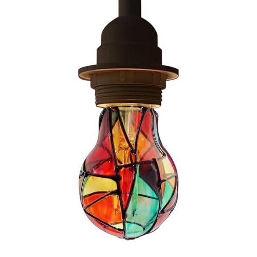 Bombilla decorativa de mosaico   Lámpara de vidriera E27 de 4 vatios, iluminación pintada colorida, bombilla artística vibrante | Para fiesta, árbol, armario, tienda, bar, restaurante, exhibici