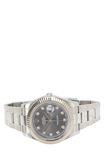 Pre-loved Grey Stainless Steel Rhodium & Diamond Datejust 116334 41mm, Grey2