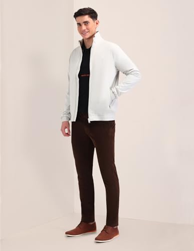 Image of U.S. POLO ASSN. Men's Grey Graphic Mock collar Long Sleeve Casual Polyester Regular Fit Jacket