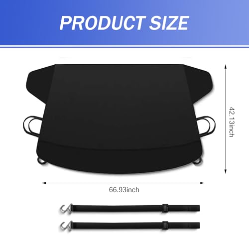 Image of Windshield Snow Cover Cloth, Oxford Cloth Thickened Winter Snow Windproof Sun Shade Windshield Cover, Foldable Accessories, Universal for Most Car Models (Black #170CM*107CM)