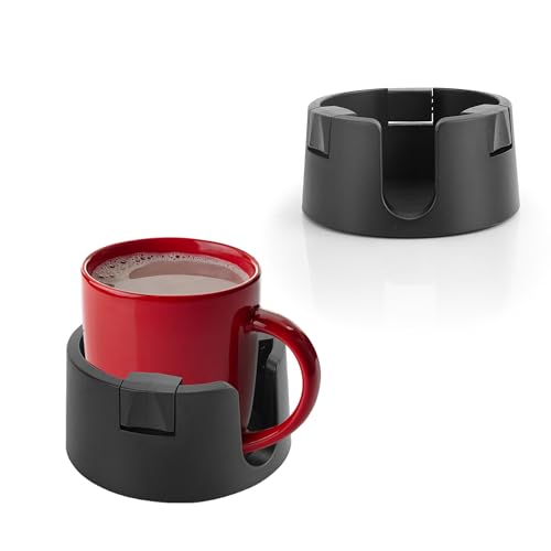 WENLISELL 2PCS Anti-Spill Cup Holder, Adjustable Mug Holder with Tacky Base, Plastic Adhesive Cup Holder on Desk for Home Office Desktop Table Outdoors