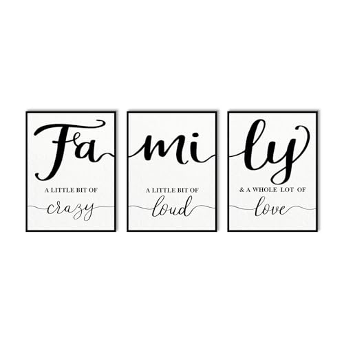 Family Quotes Wall Art Decor: 3 Piece Family Sign Framed