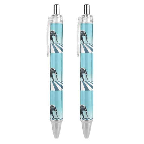 Stylos à bille rétractables Road Elephant lot de 4 à pointe fine 0,5 mm encre noire