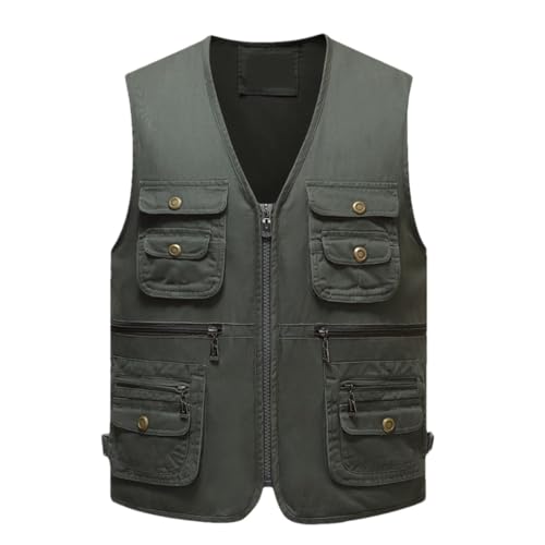 Men's All Seasons Cotton Multi-Pocket Vest Sleevel Casual ets Deep EN8 Vest XL 50-60kg