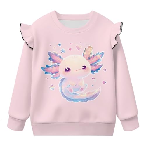 Girls Ruffle Casual Long Sleeve Sweatshirt Comfortable Girls Crewneck Pullover Tops Drop Shoulder Sweatshirt 1-84