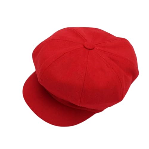 Béret pour femme automne hiver rouge casquette octogonale newsboy chapeau peintre décontracté