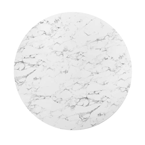 Image of Modway Lippa 54 inch Round Artificial Marble Dining Table, Top, Black Base