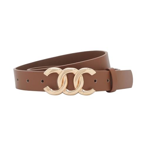 Women Belt for Jeans Pants Dress Faux Leather Cinch Waist Belt for Ladies with Gold Buckle3