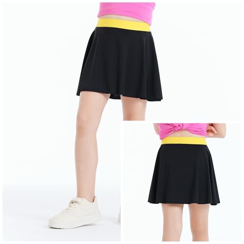 Image of Girls' 2-in-1 Flowy Butterfly Shorts with Pockets - Athletic Dance & Running Shorts Yellow Vaist for Ages 10-11