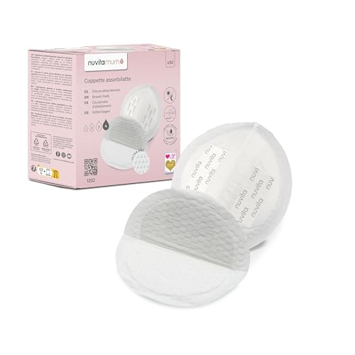 Nuvita 1202 Einweg-Stilleinlagen, Ultra-Komfort, Ultra-saugfähiger Kern, dünn und atmungsaktiv - Einlagen zum Stillen, Einzelverpackt - Italienische Marke - 30stk