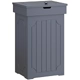 Function Home Trash Can Cabinet, 13 Gallon Kitchen Garbage Can, Wood Recycling Trash Bin, Freestanding Dog Proof Trash Can, Farmhouse Trash Cabinet with Lid for Home Kitchen Bathroom, Grey