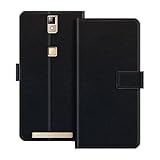 ESACMOT Leder-Wallet-Hülle Kompatibel mit Elephone P8000 Klapphülle mit Kartenfach & Ständer, Magnetverschluss, Stoßfeste Folio-Hülle im bunten Stil (Schwarz)