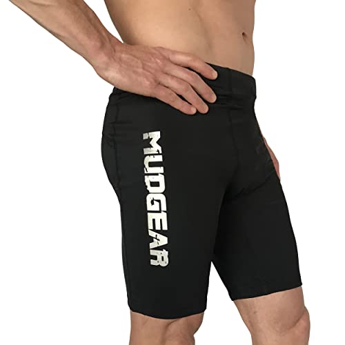 Compression Shorts - Mens Athletic Shorts for Running, Football, Basketball, Hockey - Other Active Sport - Black 6-inch Recovery Compression Shorts with Inseam and Zipper Pockets - Black/Med