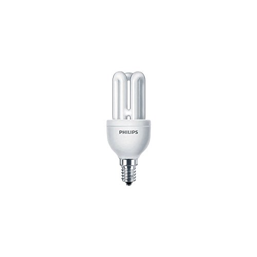 5 Pack Philips Genie 8W =40W Low Energy Saving Light Bulbs, SES E14 Screw Cap, Low Energy CFL Lamps, 10 Years, Warm White 240v"A" Rated Five Lamps