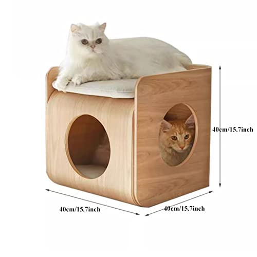 Table d'appoint en bois et lit pour chat fermé pour éliminer le désordre - 4