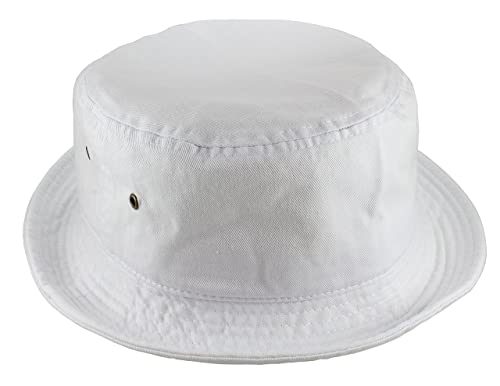 Gelante Solid Color 100% Cotton Bucket Hat for Women and Men Packable Travel Summer Beach Hat 1900-White-S/M