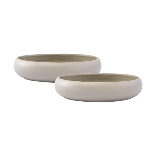 Bico Reactive Glaze Light Grey 38oz Stoneware Pasta Bowls Set,