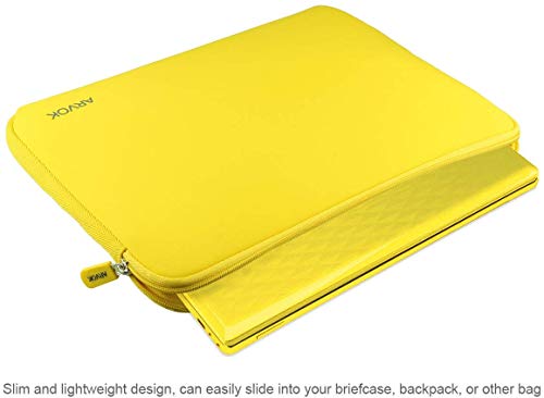Image of ARVOK Laptop Sleeve Ultra-Thin Case Water-Resistant Notebook Computer Pocket Tablet Briefcase Carrying Bag /Pouch Skin Cover for HP /Dell /Lenovo /Asus /Acer,Yellow,15inch