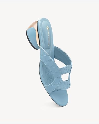 Women's Wide Width Heeled Mules - Round Toe Open-Toe Sandals for Wide Feet, Comfortable Slip-On Dressy Shoes2