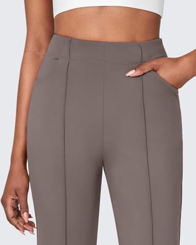 Image of G4Free Flare Yoga Pants Women Ankle Casual Pants with Pockets Strechy Bootcut Wide Leg Dress Pants Petite /Regualr /Tall