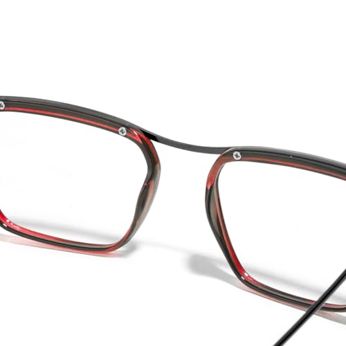 Image of SAM AND MARSHALL CHARLIE Eyeglasses - Light Weight Blu-Cut Computer Glasses With Tinted Metal Frames - Prescription Friendly Rectangle Shape for Men & Women